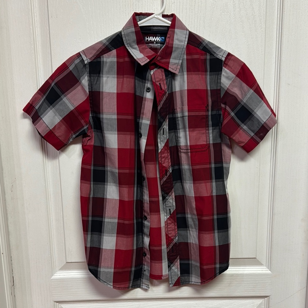 Tony Hawk Red and Gray Plaid Shirt